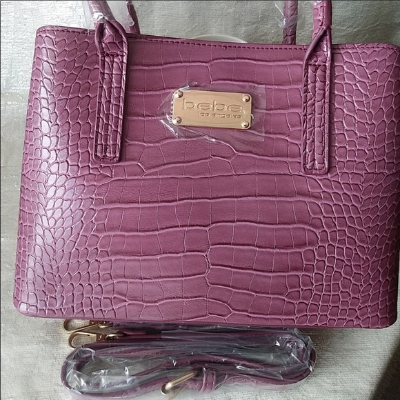 Ladies Bebe Aubrey Berry colored mini Satchel Bag - Picture 5 of 7